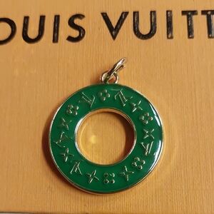 LV Green Enamel Double Sided Circle Charm Pendant
